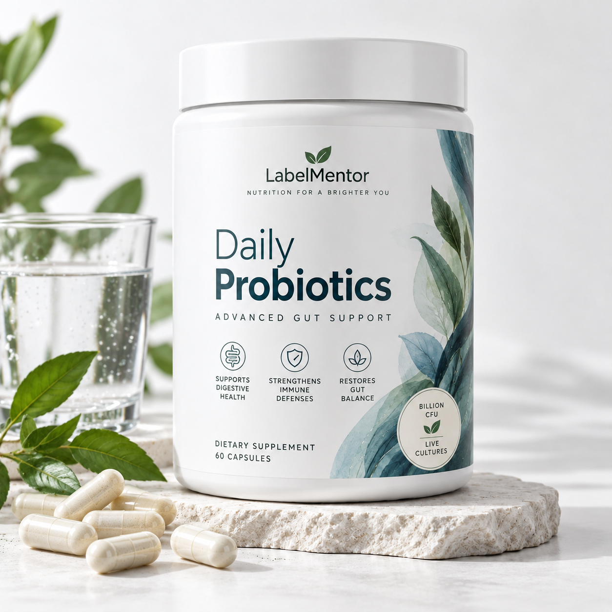 HD mockup of Daily probiotic concept